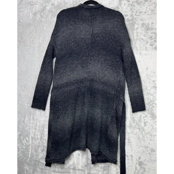 James Perse Sweater Womens 2 Gray Striped Long Line Duster Alpaca Wool Cardigan - Picture 2 of 7